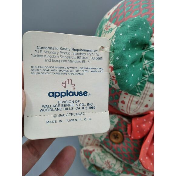 Vintage Applause Patchwork Pets Bear Teddy Button Joints w/ Tags 1986 RARE HTF - Picture 6 of 12